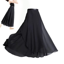 CVFRTT 1 x Black Ballet Maxi Skirt, Women's Chiffon Skirt, Women's Wrap Skirt, Women's Tulle Maxi Skirt, Dance Training Accessories, black