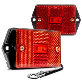 TRUE MODS 2pc 2x3 3x2 Inch Red LED Surface Mount Side Marker Light [DOT FMVSS-108] [SAE AP2] [IP67 Waterproof] [Integrated Reflector] for Utility Boat Trailers Over 80" Camper RV Clearance Light