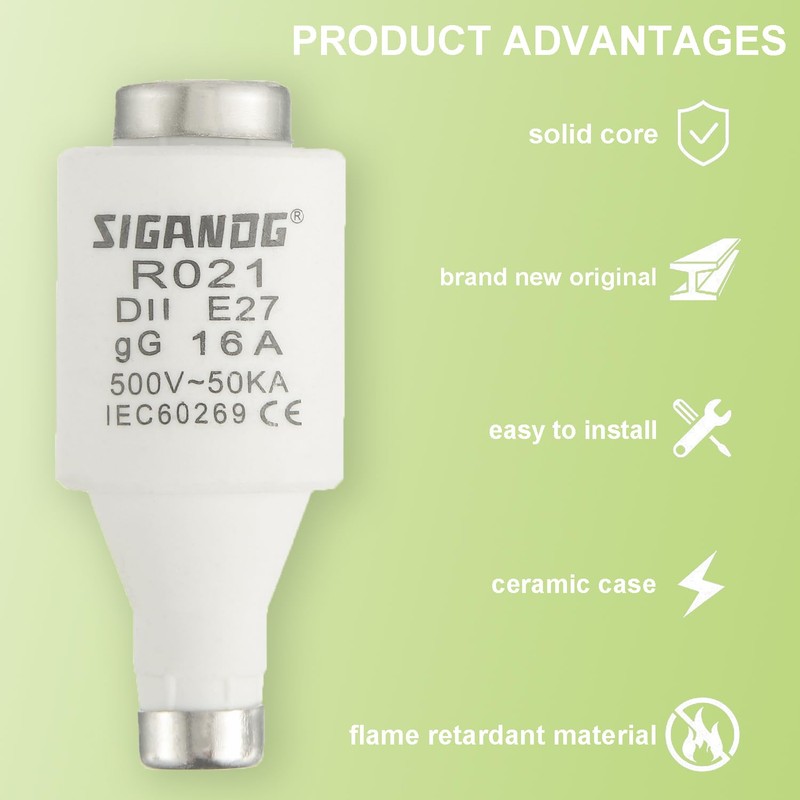SIGANDG 16A DII E27 R021 Spiral Ceramic Fuses gG Diazed