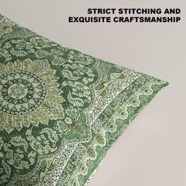 ZSYTZL Boho Throw Pillow Covers 16x16 inch Set of 2,Linen Bohemia Carpet Pattern Decorative Living Room Sofa Bed Square Pillow Case Cushion Cover-Yellow Green