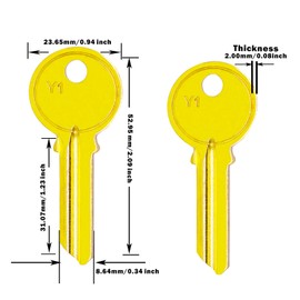 Blank Key Blanks, Pack of 50 Uncut 5AY1(Y1) Blank Keys, Brass Finish Copper Structures Blank Keys(Y1)