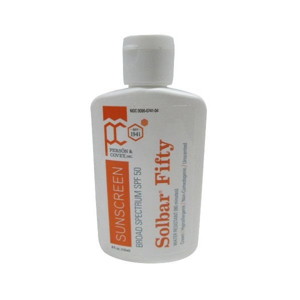 SolBar PF Cream 50 Sunscreen, SPF 50, Unscented 4 oz (115 g) Pack of 2