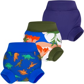 BIG ELEPHANT Baby Swim Nappies 3 Pack Reusable Adjustable Washable Waterproof Swim Nappy for Boys Girls 4T