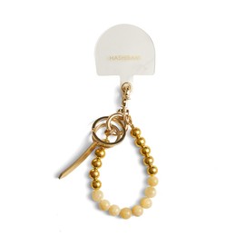 Hazel Key Chain Natural Stone x Gold Beads Smartphone Ring for Women, yellow quartz