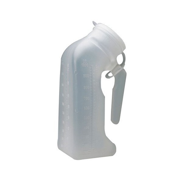 Medegen H140-01 Male Urinal with Hanging Lid, Translucent, 1 qt Capacity, Pack of 50