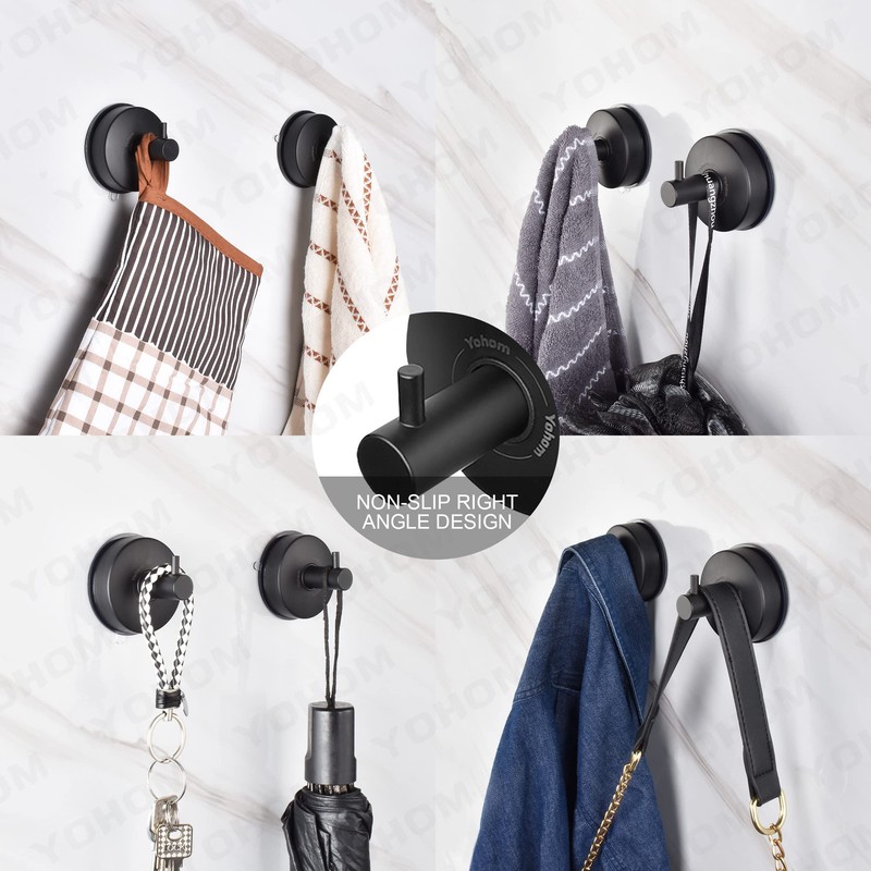 YOHOM Vacuum Suction Cup Hooks Bathroom Suction Hooks Stainless Steel