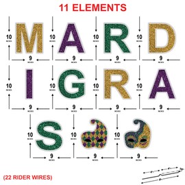 Mardi Gras Yard Sign Cutouts, Masquerade Party Theme Decorations Mardi Gras Jester Mask Props, Mardi Gras Mask Yard Signs With Metal Stakes, VP2329