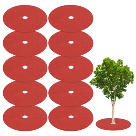 M METERXITY 10 Pack Non Woven Tree Cover Rings,24.4 Inch Tree Protector Weed Fabric Cover,Apply to Garden Tree Mulch Ring/Tree Ring Mulch Mat/Landscape Fabric(Round Red)