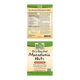NOW Natural Foods, Macadamia Nuts, Dry Roasted with Sea Salt, Source of Fiber, Gluten-Free and Certified Non-GMO, 9-Ounce (Packaging May Vary)