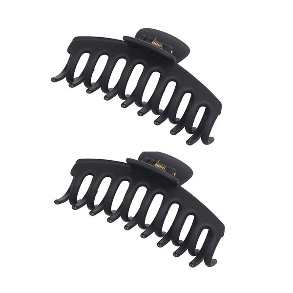 2 Pack Big Hair Claw Clips Nonslip Large Claw Clip for Women and Girls Hair,Strong Hold Grips Hair Accessories 4 Inch (Black)