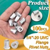 Lekgavd 100pcs 1/4-20 Rivet Nuts, 1/4-20 UNC Aluminum Flange Nuts,