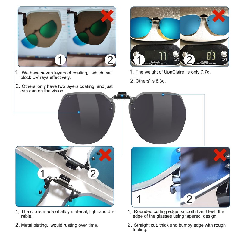 Night Driving Glasses and sunglasses Clip-On, Polarized Glare Reduce, High