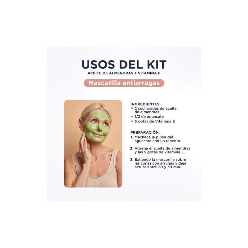 Aceite de Almendras Dulces 120ml y Vitamina E 50g Kit