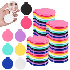 80pcs Mini Round Folding Mirror Portable Pocket Mirrors Compact Mirrors Bulk Round Makeup Mirror for Purse Foldable Travel (White; Black; Pink; Rose Red; Purple; Yellow; Blue; Green)