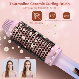 1 1/2 Inch Thermal Brush for Women, Hair Curling Heated Round Fast Heating, Hot Round Double Voltage for Travel for Hair Straightening Curling Volumize