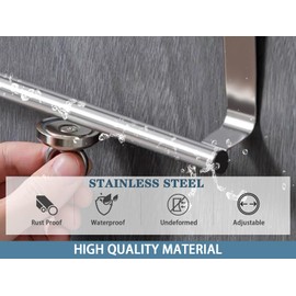 Pack of 2 Towel Holders for Kitchen, Towel Holder without Drilling, Tea Towel Holder for Hanging, Towel Holder Door, Extendable 25-40 cm, Stainless Steel, for Drawers and Cabinet Doors