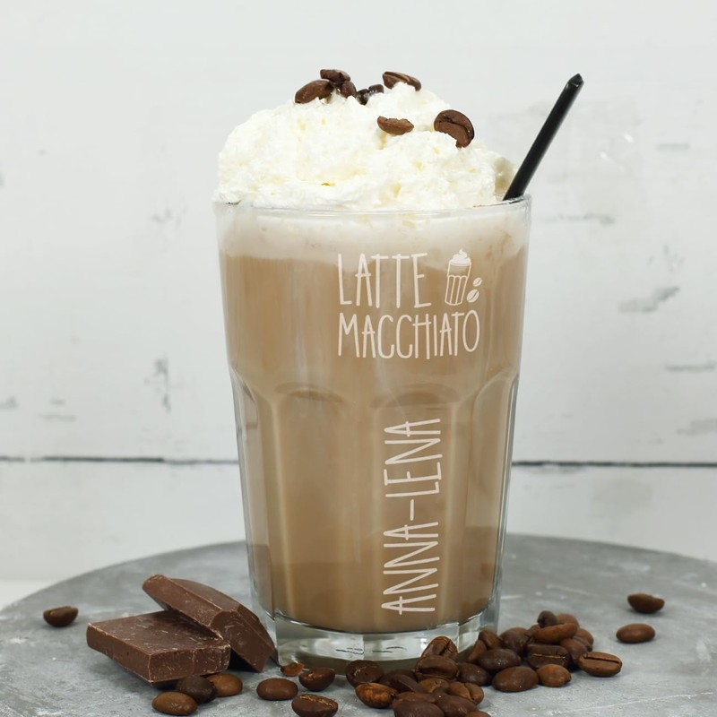 Herz & Heim® Engraved Latte Macchiato Glass with Your Own