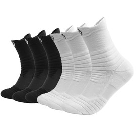 Calcetines Deportivos, 6 pares Calcetines Hombre y Mujer con Parte Inferior de Toalla Gruesa, Calcetines de Compresión, Calcetas Antideslizantes Transpirables, Calcetines Acolchados para Baloncesto