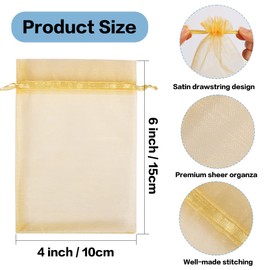 HRX Package Organza Bags, 100pcs 100x15cm 10 Assorted Color Medium Jewellery Gift Bags Confetti Bags for Wedding Party Favour Bags Valentine Day Festival