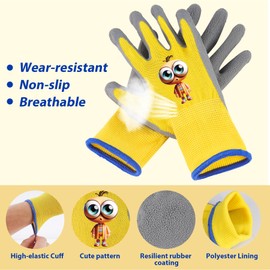 LveSunny Kids Gardening Gloves, 2 Pair Toddler Gardening Gloves, Girls Garden Gloves, Rubber Non-Slip Safety Work Gloves for Kids, Youth, Garden, Fishing, Cycling and Gardening Tools (Ages 8-12)