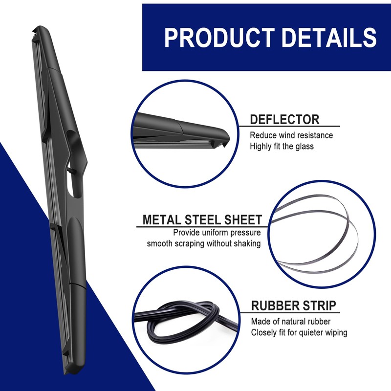 EMITHSUN 13" Rear Wiper Blades Replacement For Jeep Wrangler 2017