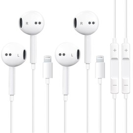 Headphones for iPhone,2 Pack Earbuds Wired Earphones with Built-in Microphone & Volume Control, Compatible with iPhone 14/13/12/11 Pro Max/Xs Max/XR/X/7/8 Plus