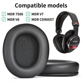 ShotR Ear Pads Ear Cushions for SONY MDR-CD900ST / MDR-7506 / MDR-V6 / MDR-V7 Headphones Replacement Pads Cover Protein Leather Memory Foam Black