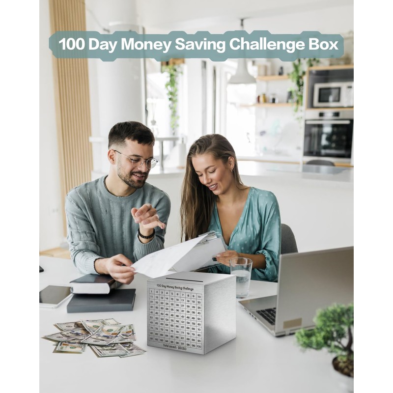 Money Saving Box, Unbreakable Piggy Bank for Adults Save $5,050