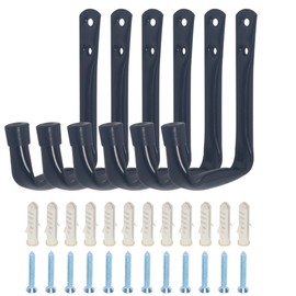 GIVIHGETI Pack of 6 Heavy Duty J Hooks 12 cm x 9 cm Garage Ladder Hooks Heavy Duty 20 kg Robust Wall Hooks for Screwing Hanging J Hooks for Storage of Garden Tools, Bags, Hoses