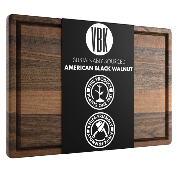 Made in USA Wood Cutting Board by Virginia Boys Kitchens - made from Sustainable American Hardwood Walnut (Walnut, 17x11 Rectangle)