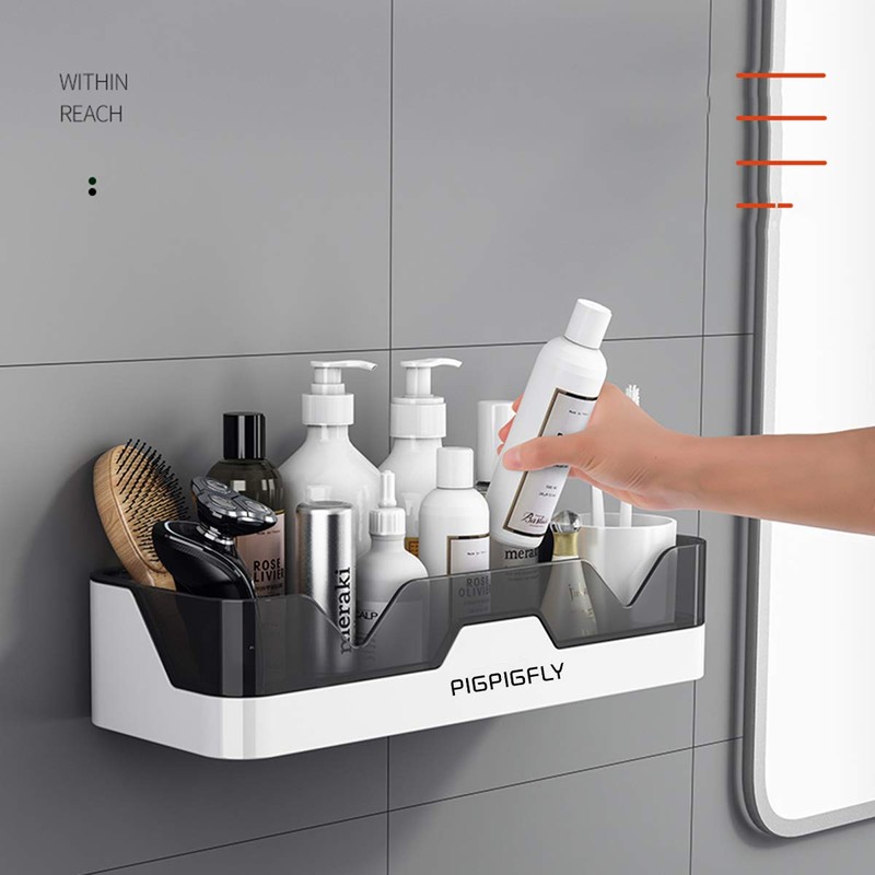 PIGPIGFLY Shower Shelf no Drilling, Plastic Bathroom Shelf, Shower Organiser,