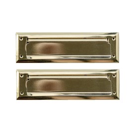 Solid Steel Gold Color with Spring Flap | Mail Slot Fits to Most Doors | Outer Size 10 Inches by 3 inches | Set with Front and Rear Piece and Screws