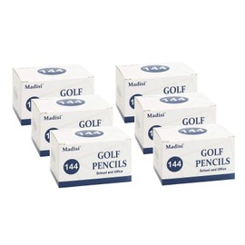 Madisi Golf Pencils, 2 HB Half Pencils, 3.5" Mini Pencils, Pre-Sharpened, 6 Boxes, 864 Count