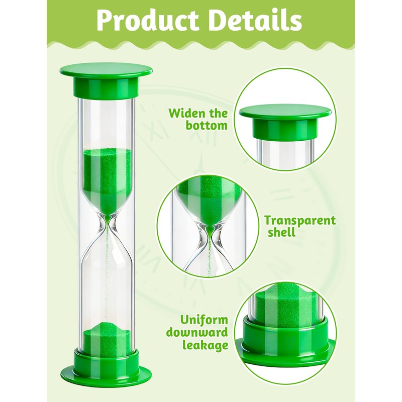 15Pcs 5 Min Sand Timer,Plastic Hourglass Visual Sand Clock Colorful