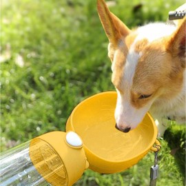 Portable Dog Water Bottle, Leak-Proof pet Water Bottle, 19 oz Large Capacity Outdoor Dog Water Fountain with Food Container, Suitable for Puppies Outdoor Walking, Hiking, Camping