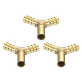 sourcing map 3 Pcs Brass Hose Barb Fitting Y Shaped 3 Way Connector Coupler, 3/8" ID Brass Fitting Air Hose Fittings for Connecting Water Fuel Air, Oil Hoses