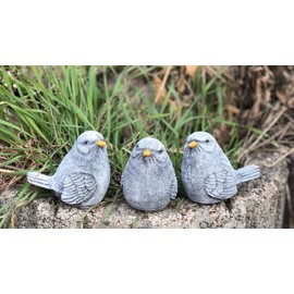 stoneandstyle Stone Figurine Set of 3 Small Birds Cast Stone Frost-Proof Weatherproof