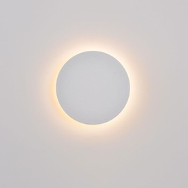 YXTSIMV Modern Minimalist Wall Light White Round Disc Wall Sconce Metal Circular Stairwell Lighting Dimmable LED Sconce for Living Room Bedroom