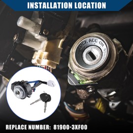 X AUTOHAUX No.819003XF00 Car Ignition Switch Lock Cylinder with 2 Keys for Hyundai Elantra Coupe GS Limited/Steering Lock Cylinder Set With illuminated ignition/Metal / 1 Set