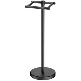 FORIOUS Toilet Paper Holder Wall Mount, Stainless Steel Rustproof Double Post Pivoting Tissue Roll Holder for Bathroom, Commercial Toilet Paper Dispenser Toilet Paper Stand, Matte Black