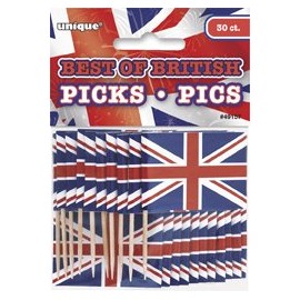Unique Party 49157 - Best of British Union Jack Cupcake Toppers, Pack of 30