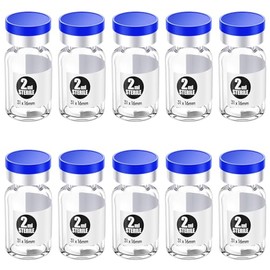Biocomma 2ml 10pcs Sterile Empty Vial with Plastic Aluminum Caps，Penicillin Bottle 13mm Crimp Top Sterile Transparent Borosilicate Lab Sample Vial (Transparent)