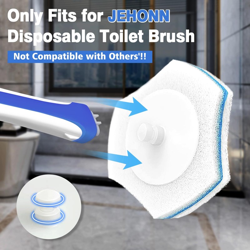 JEHONN Disposable Toilet Brush with 48 Wand Cleaner Refills, Wall