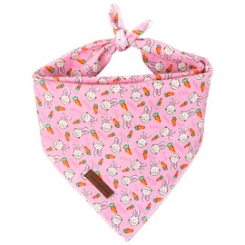 Unique style paws Easter Dog Bandanas Rabbit & Carrot Cotton Triangle Dog Scarfs for Small Medium Large & Boys Girls Dogs-L
