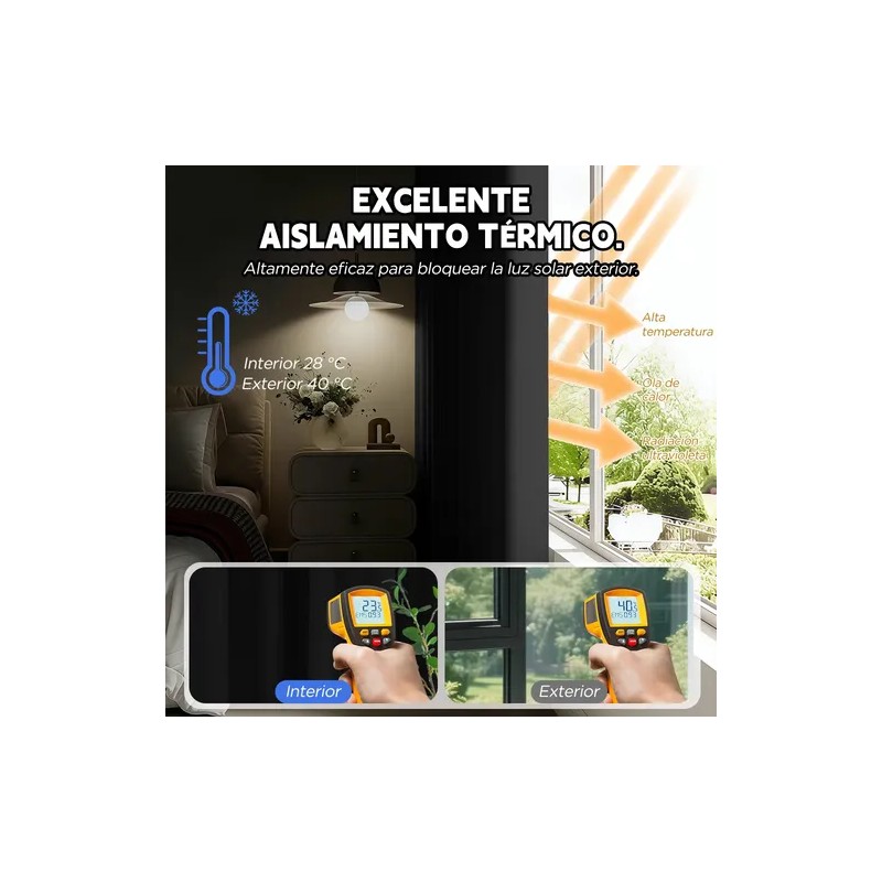 2 Panele Cortinas Blackout Para Ventana 264x137cm Habitacion