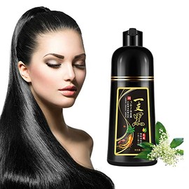 500ml Instant Hair Colouring Shampoo, Natural Herbal Instant Black Hair Dye Shampoo For White Hair Coloring, 3 in 1 Black Hair Shampoo, for Men and Women,Instant Black Hair Dye Shampoo Black Hair Dye