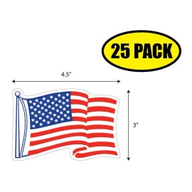 Tampa Printing 25 PACK 4"x2.75" AMERICAN FLAG Sticker Decal Humor Funny Gift VG0262