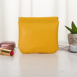 3 Pieces Mini Leather Squeeze Coins Purse Pouch Waterproof Pocket Kiss Lock Wallet for Women Travel Storage bag for Headphones Jewelry (3 Colors, 4.7x4.5")