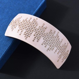 Ivory Black Rectangle Block Geometric Austrian Rhinestone Crystal Hair Clip Barrette Ponytail Claw Clamp Hair Jewelry Headpiece C7762 (Ivory/Pale Pink)