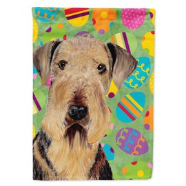 Caroline's Treasures SC9453GF Airedale Easter Eggtravaganza Garden Flag Mailbox Flag Decorative Yard Flag Banner Outside Patio Artwork Yard Flower Beds, Garden Size, Multicolor